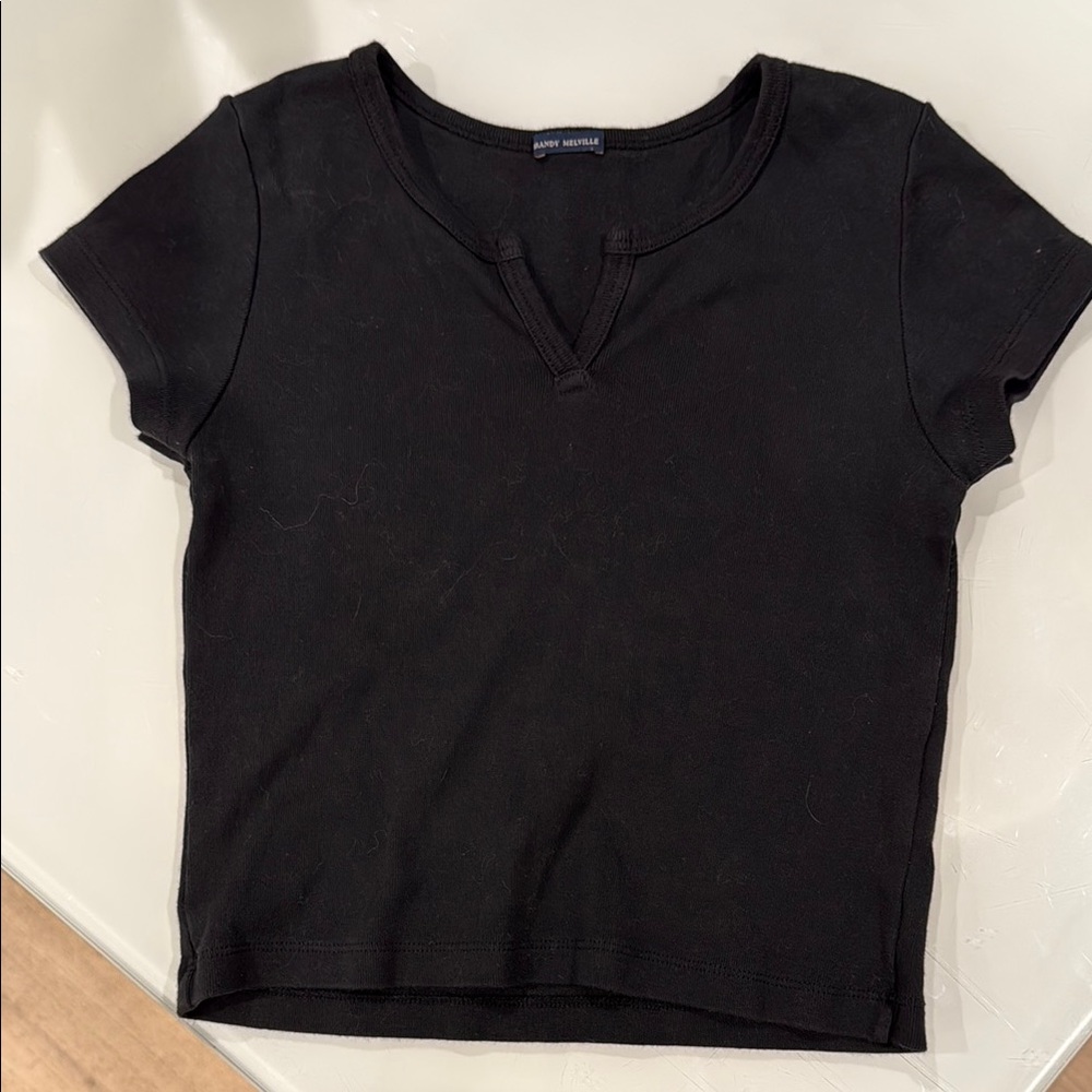 Brandy Melville Black Short Sleeve crop Top